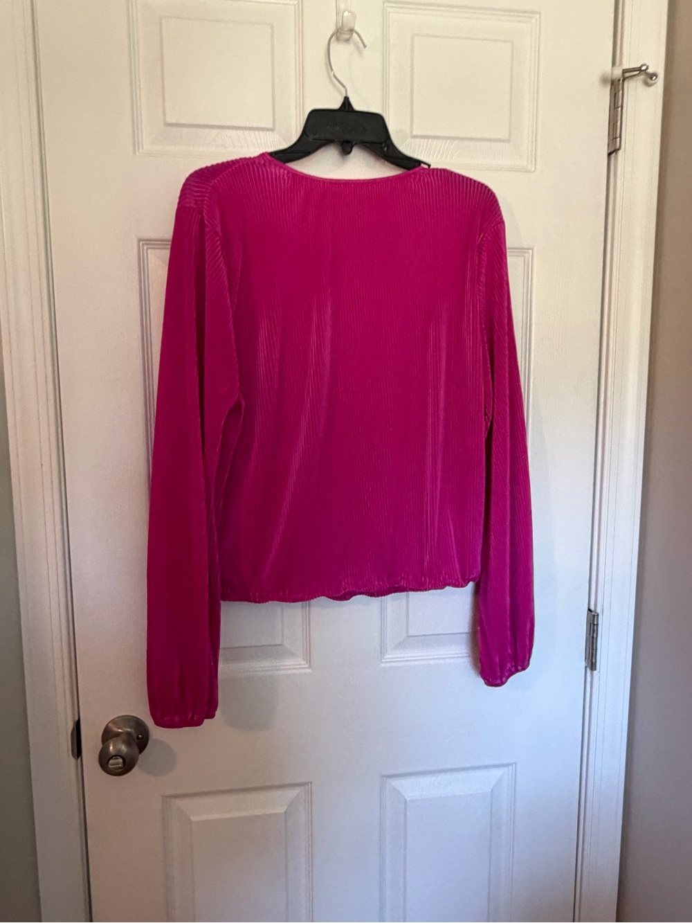 Womens Fuchsia Long-Sleeve Wrap Blouse image 2